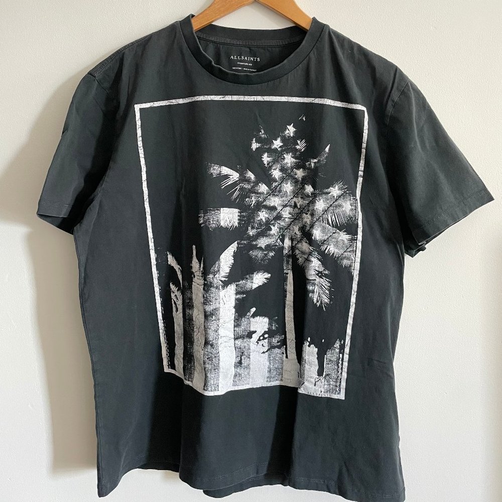 AllSaints medium oversize fit, black graphic t-shirt